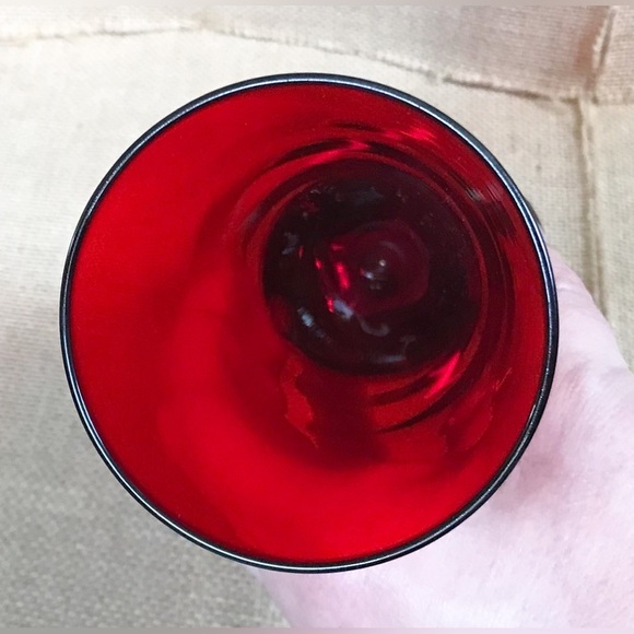 Vintage Ruby Red Glass Vase Clear Base Goth Core Whimsigoth Dark Romance Vampy - Picture 2 of 4